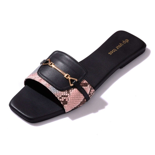 Pink Snake-print Flats