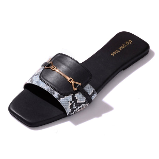 Blue Snake-print Flats