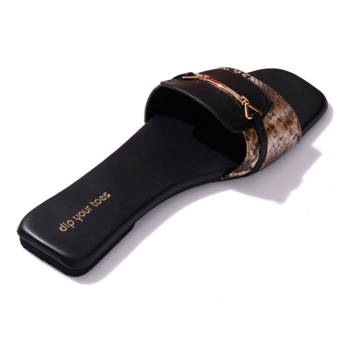 Brown Snake-print Flats
