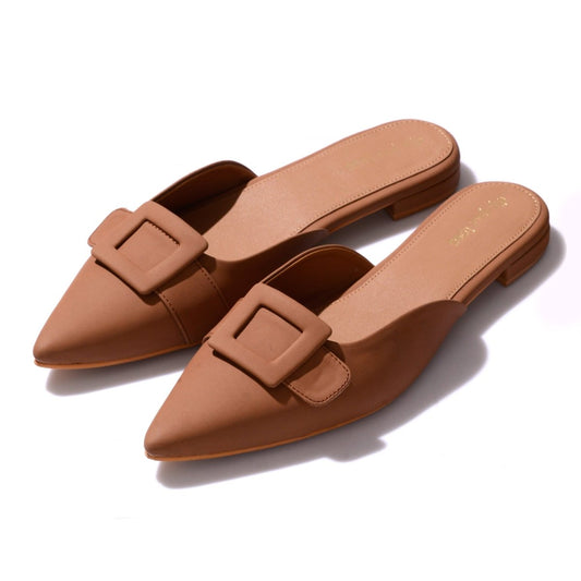 Burnt Orange Buckled Mules