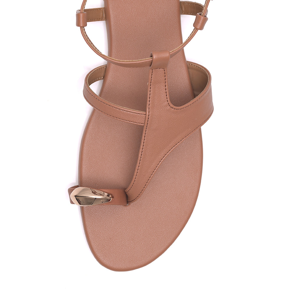 Sand Toe Ring Ankle Strap Sandals
