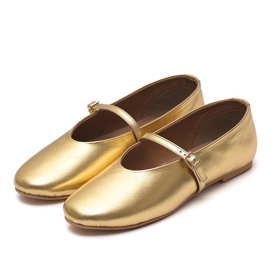 Gold Mary Jane Flats