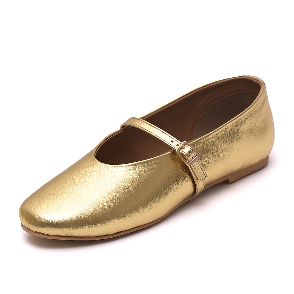 Gold Mary Jane Flats