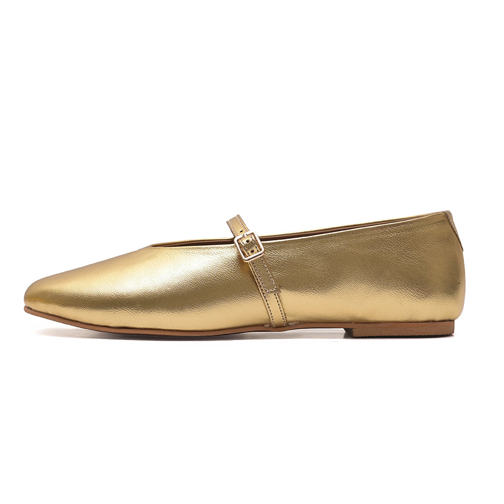 Gold Mary Jane Flats