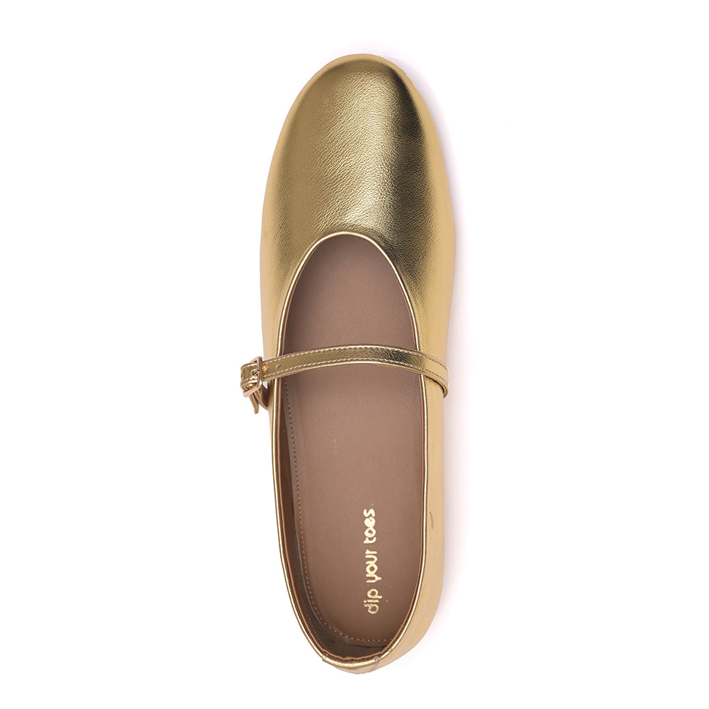 Gold Mary Jane Flats