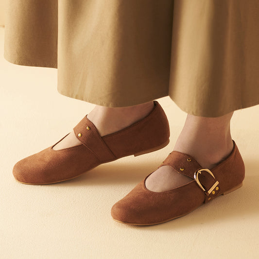 Rust suede Mary Janes