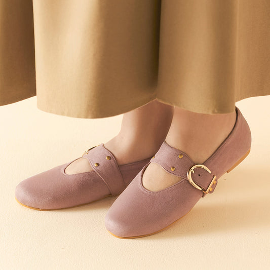 Lavender suede Mary Janes
