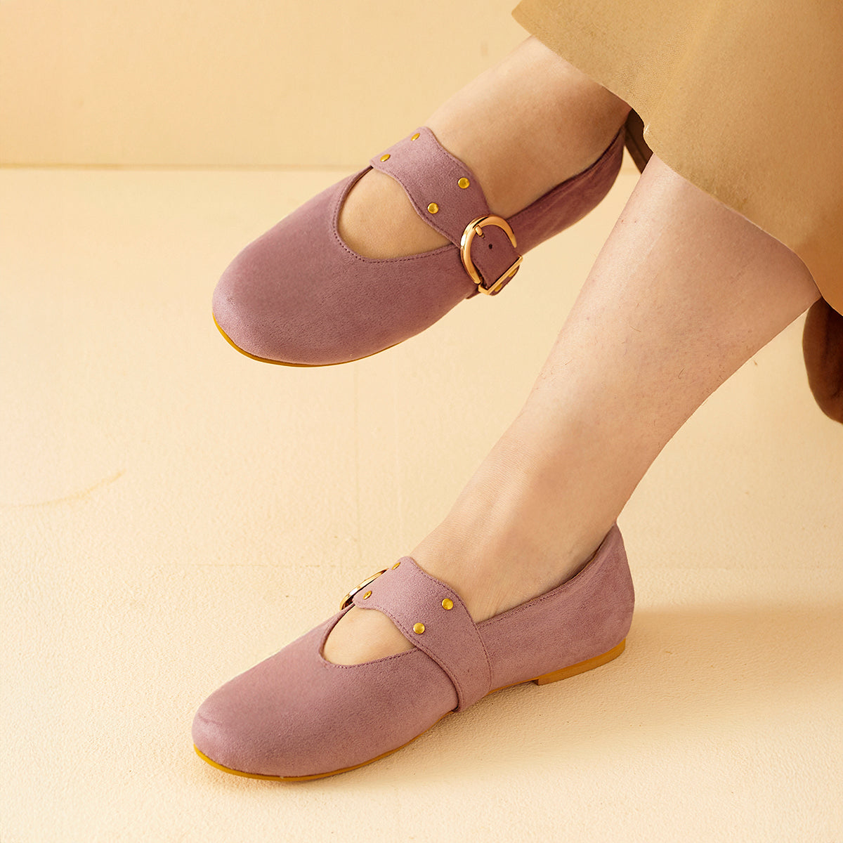 Lavender suede Mary Janes