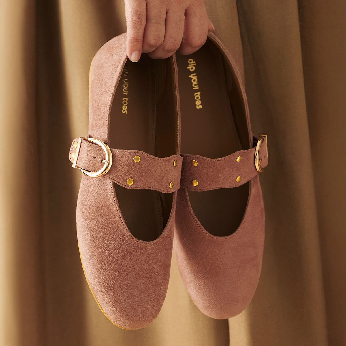 Dusty pink suede Mary Janes