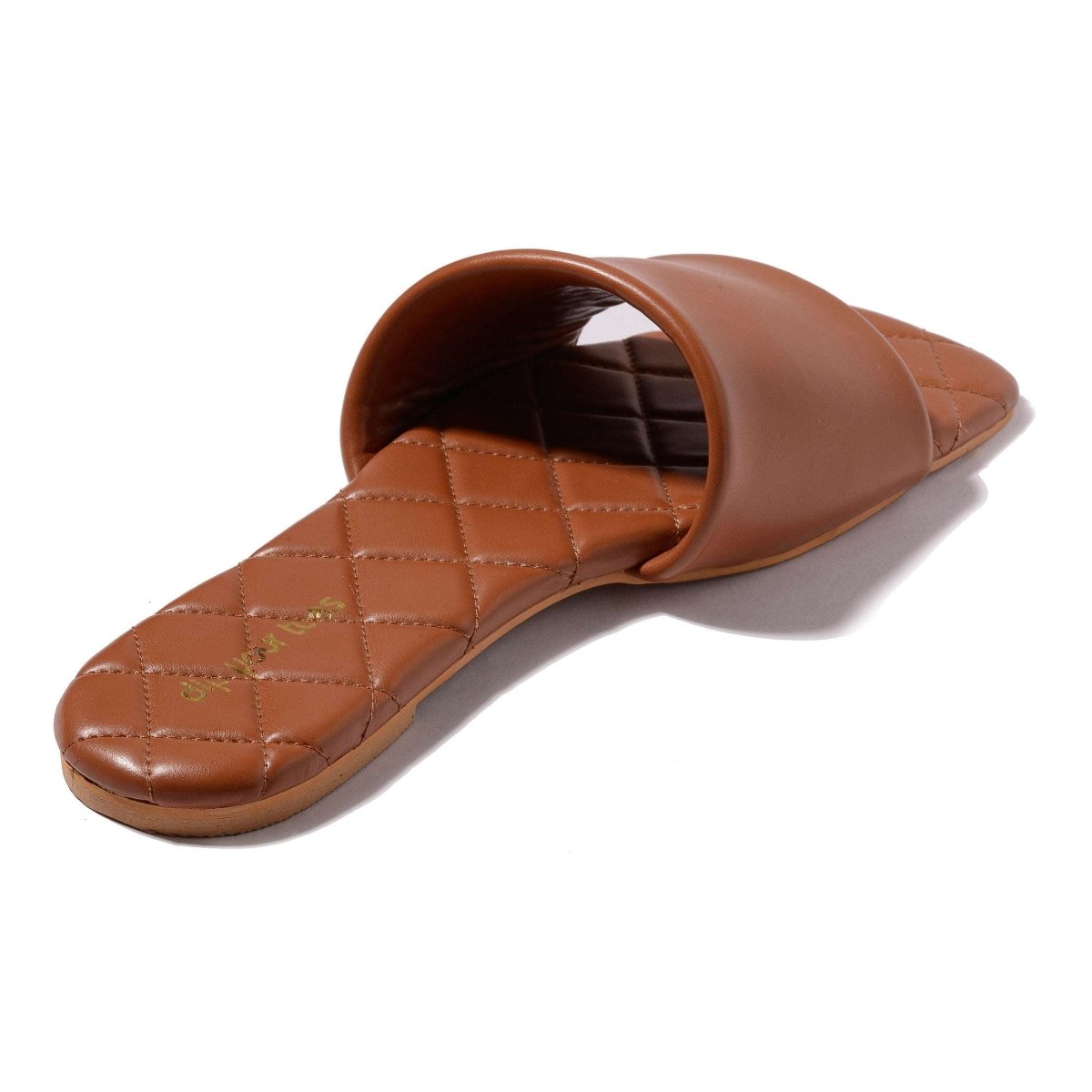 Tan Quilted Sliders