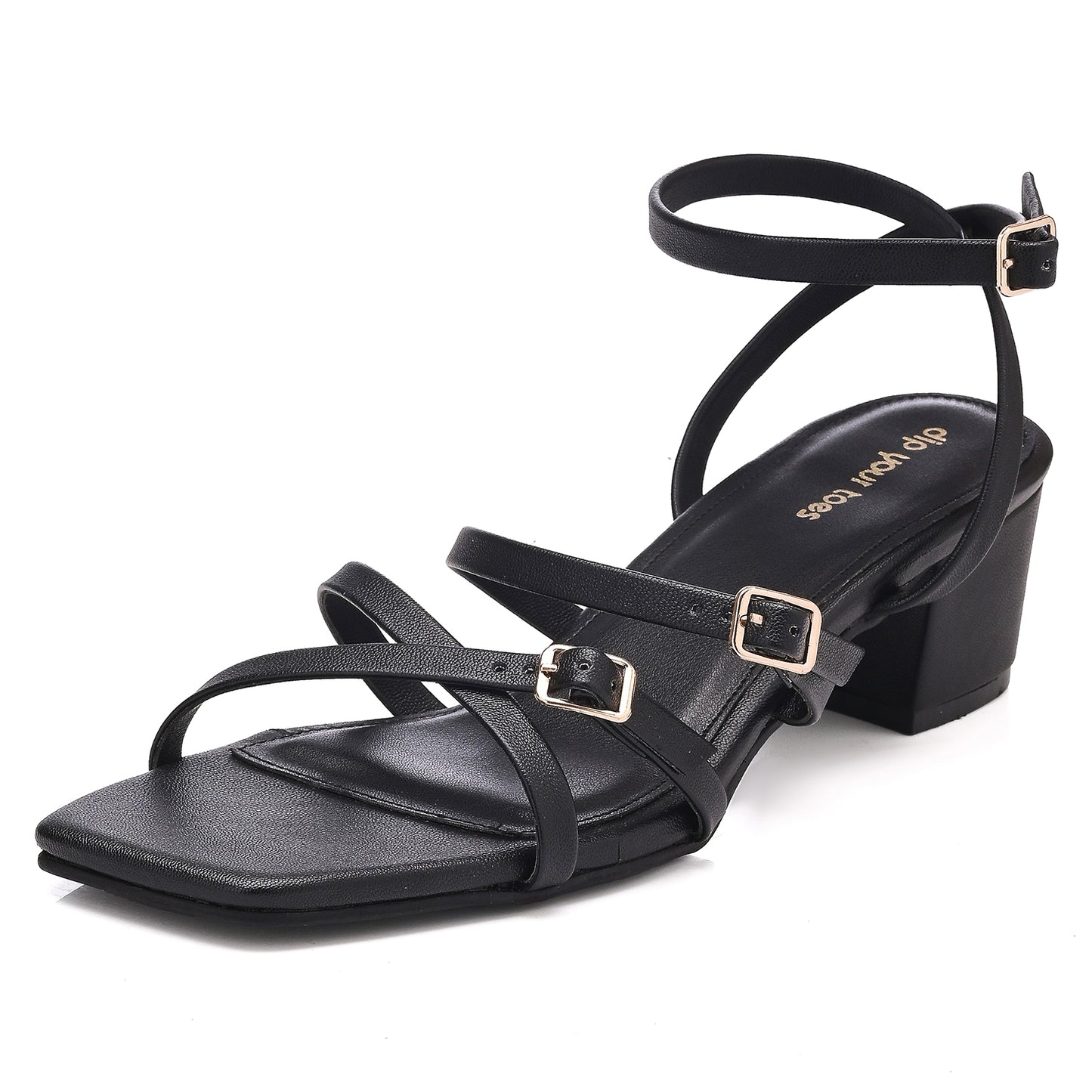 Black Metal detail Multi-Strap Sandals