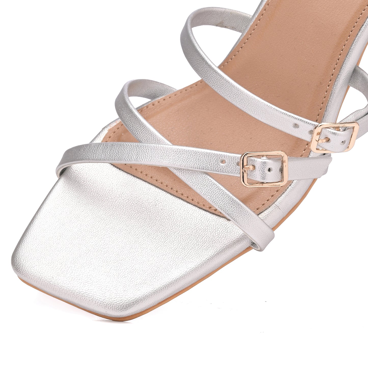 Silver Metal detail Multi-Strap Sandals