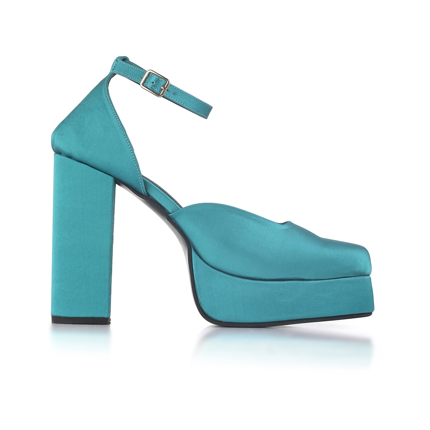 Teal Platform Block Heels