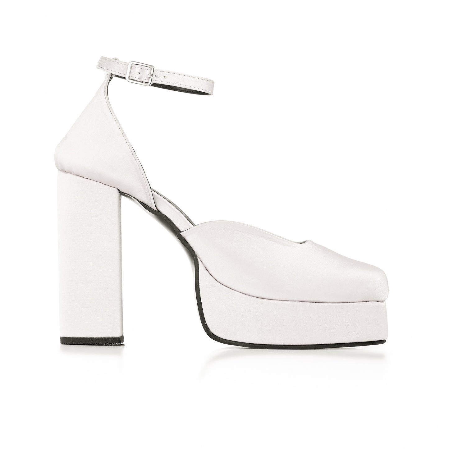 White Platform Block Heels