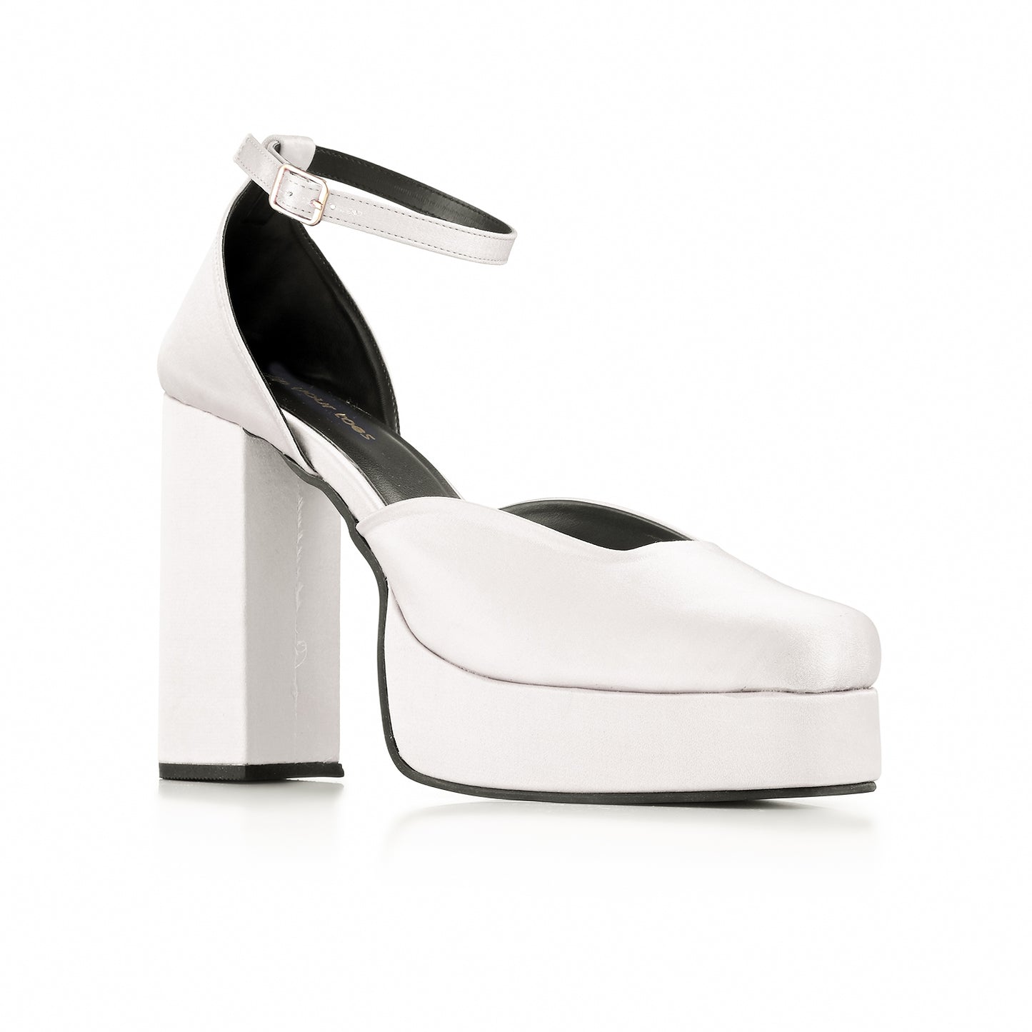 White Platform Block Heels