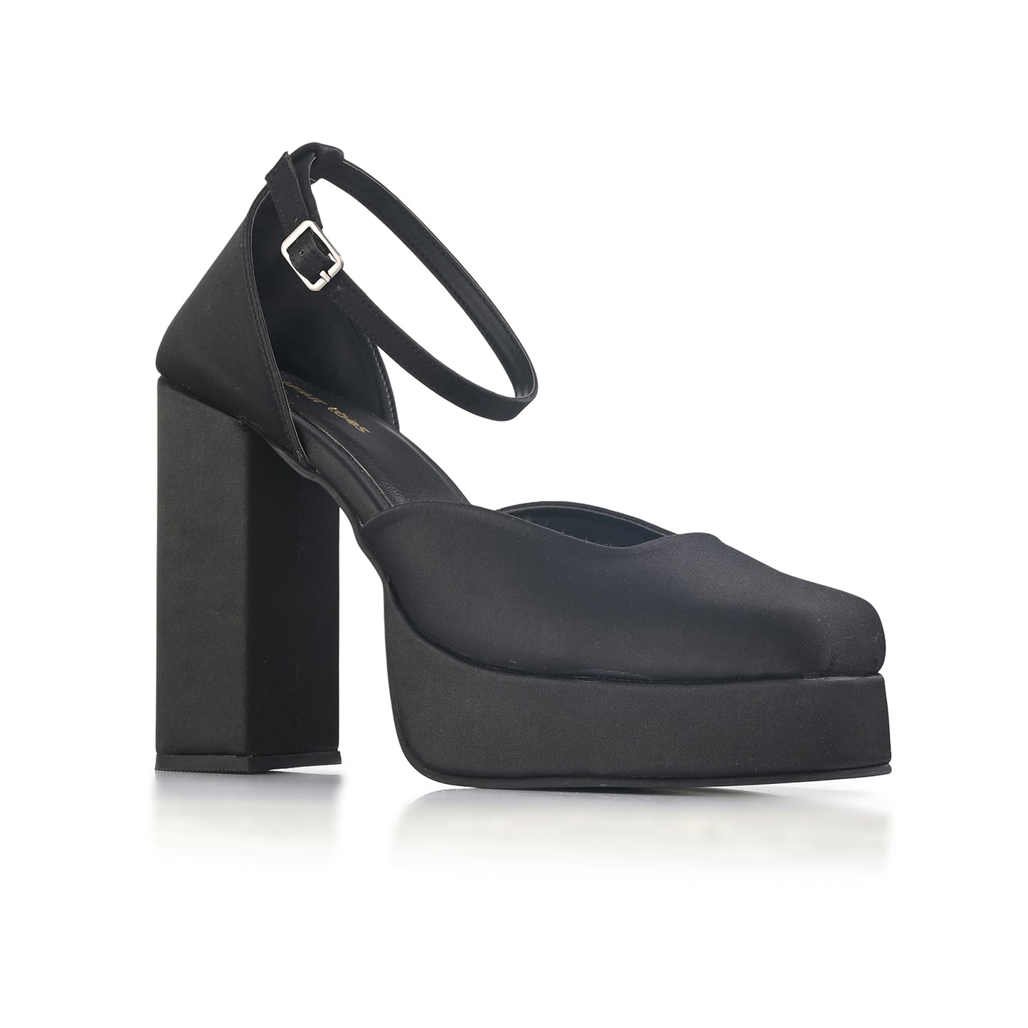 Black Platform Block Heels