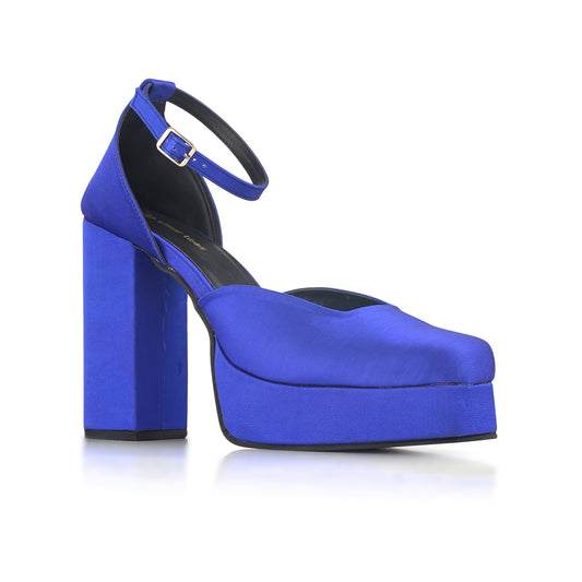 Blue Platform Block Heels
