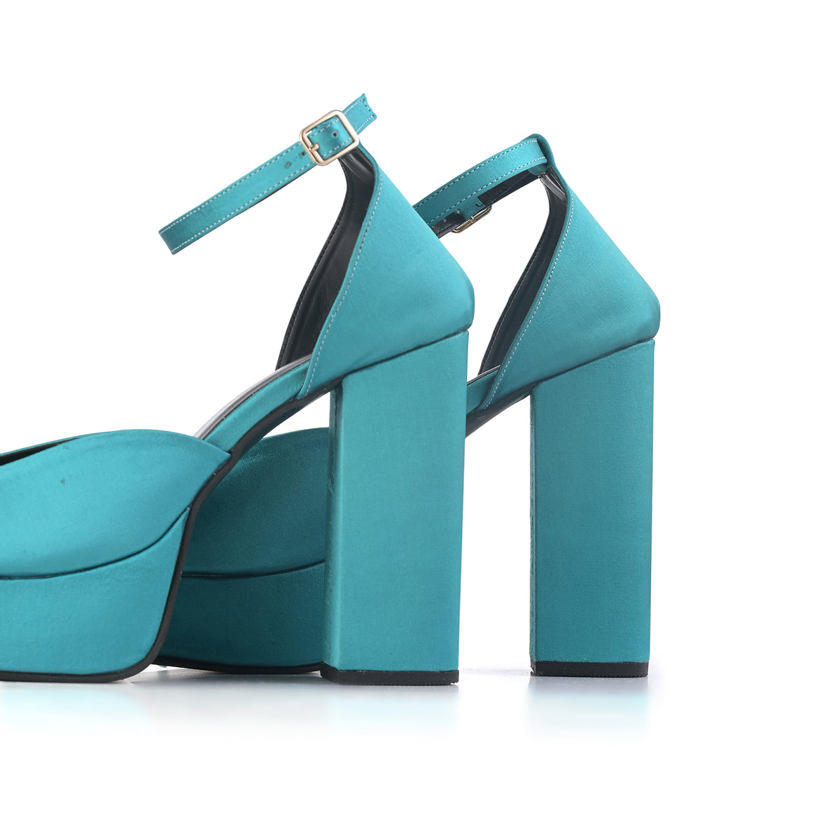 Teal Platform Block Heels