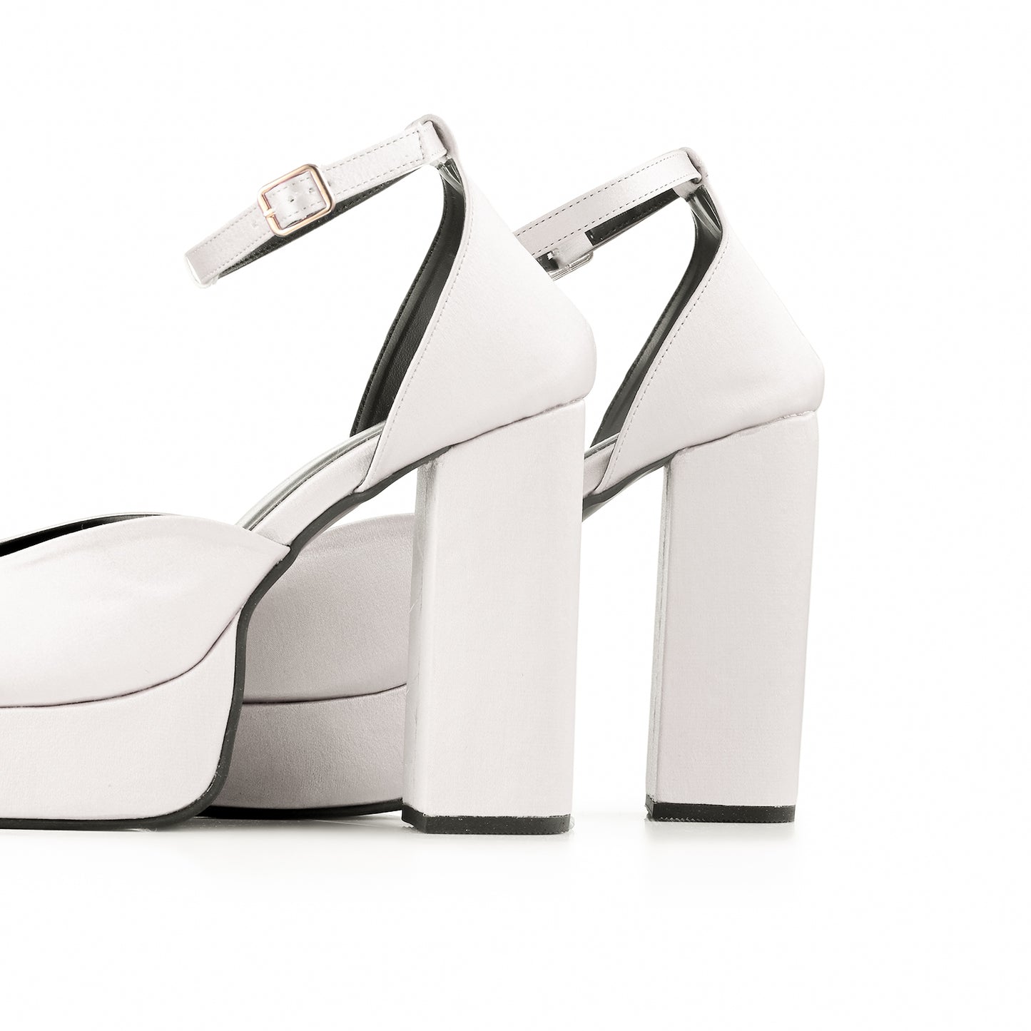 White Platform Block Heels
