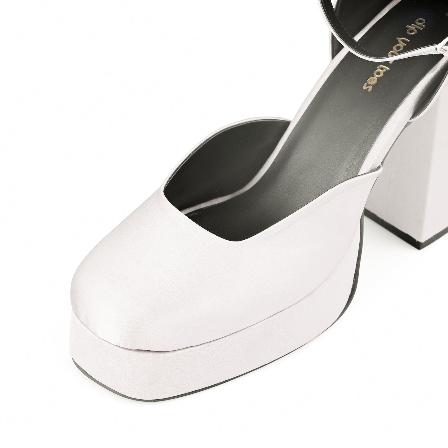White Platform Block Heels