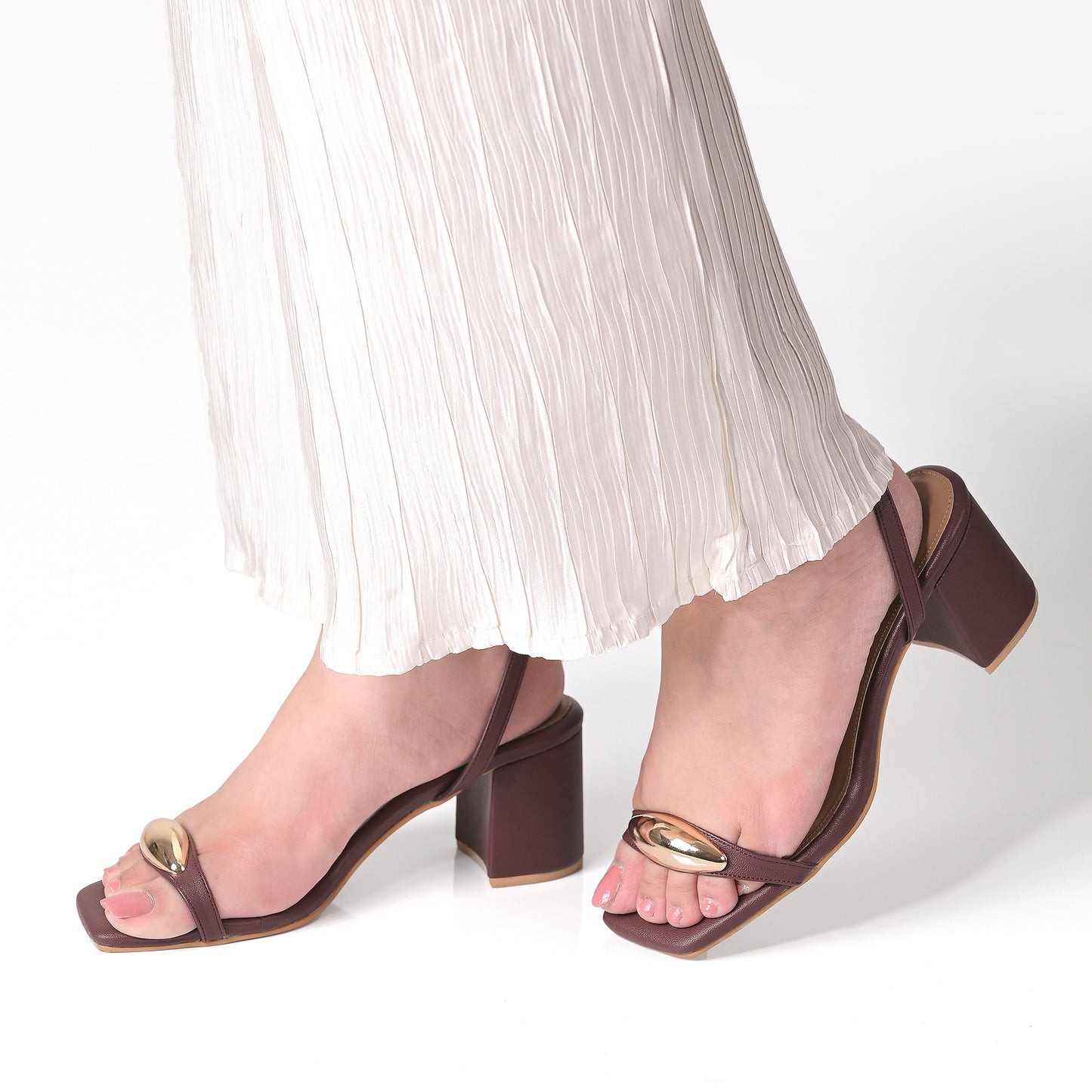 Aura Gold Accent Sandals-Ruby