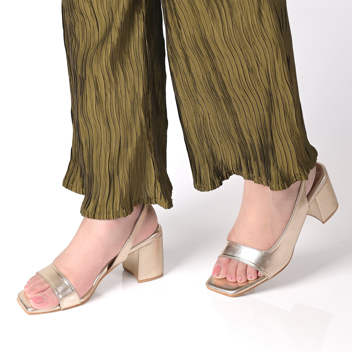 Gold Metallic Finish Statement Heels