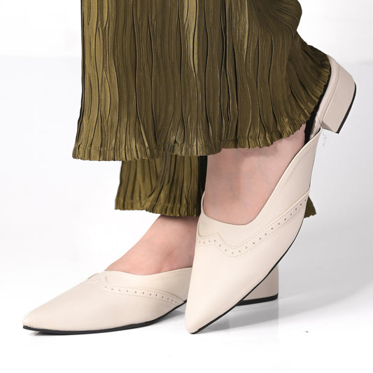 Chalk Pointed-Toe block heels