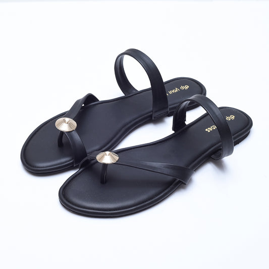 Black Metallic Accent Flats