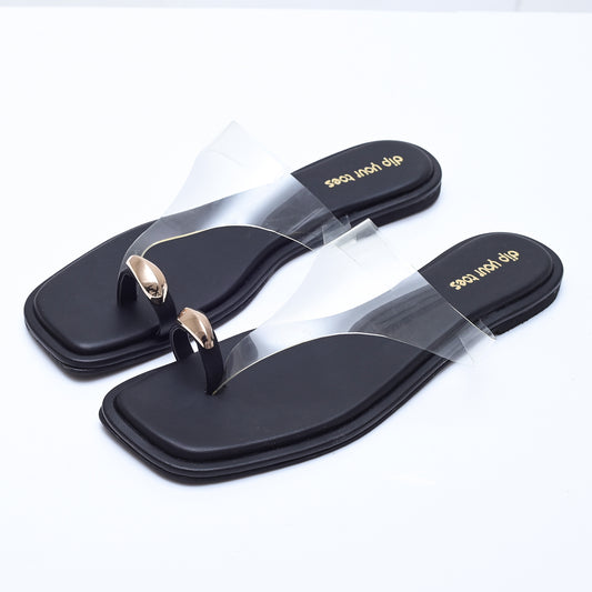 Black Toe Ring Detail flats