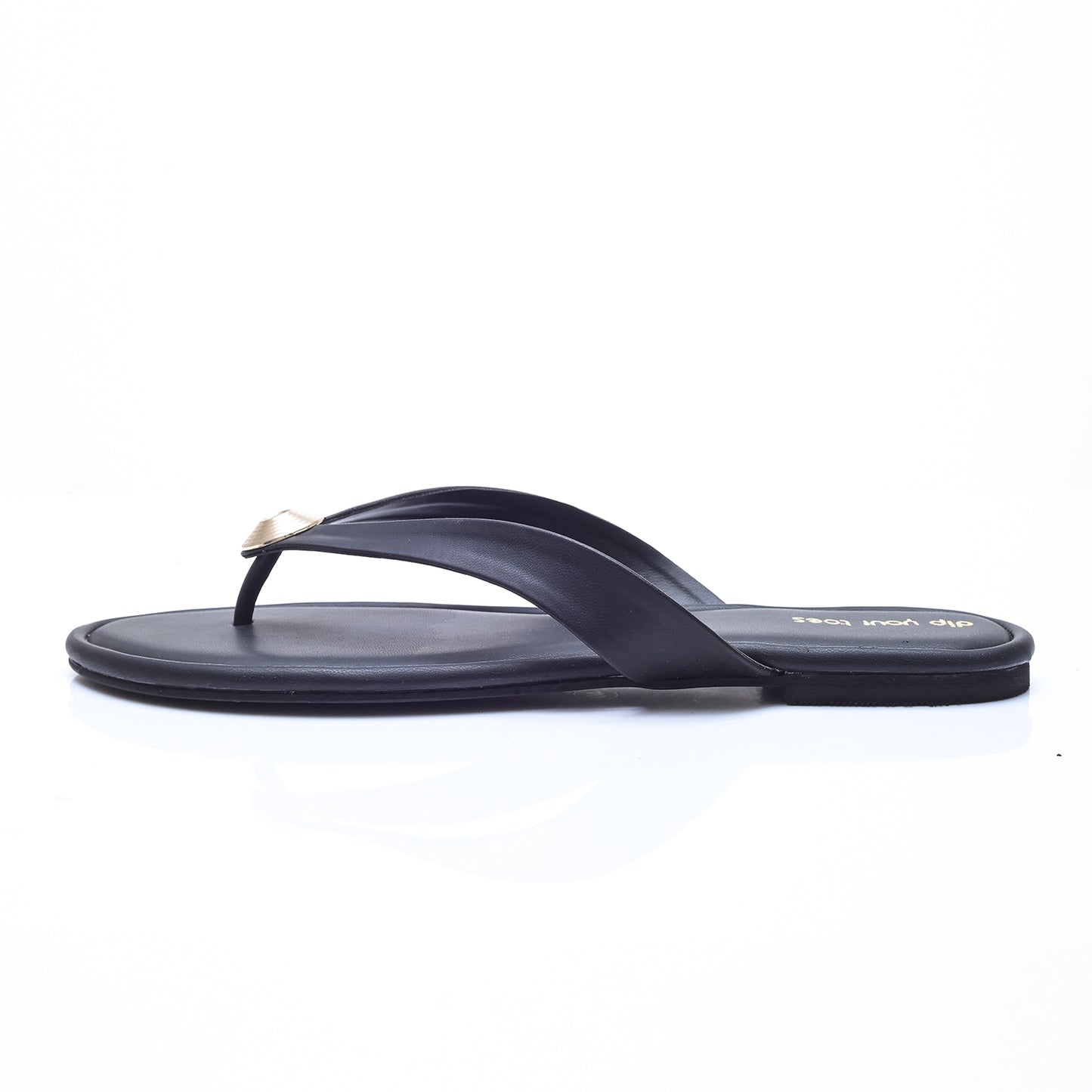 Black Metallic Accent Thong Flats