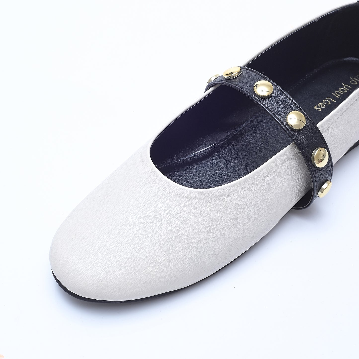 Chalk Round Toe Mary Jane Flats