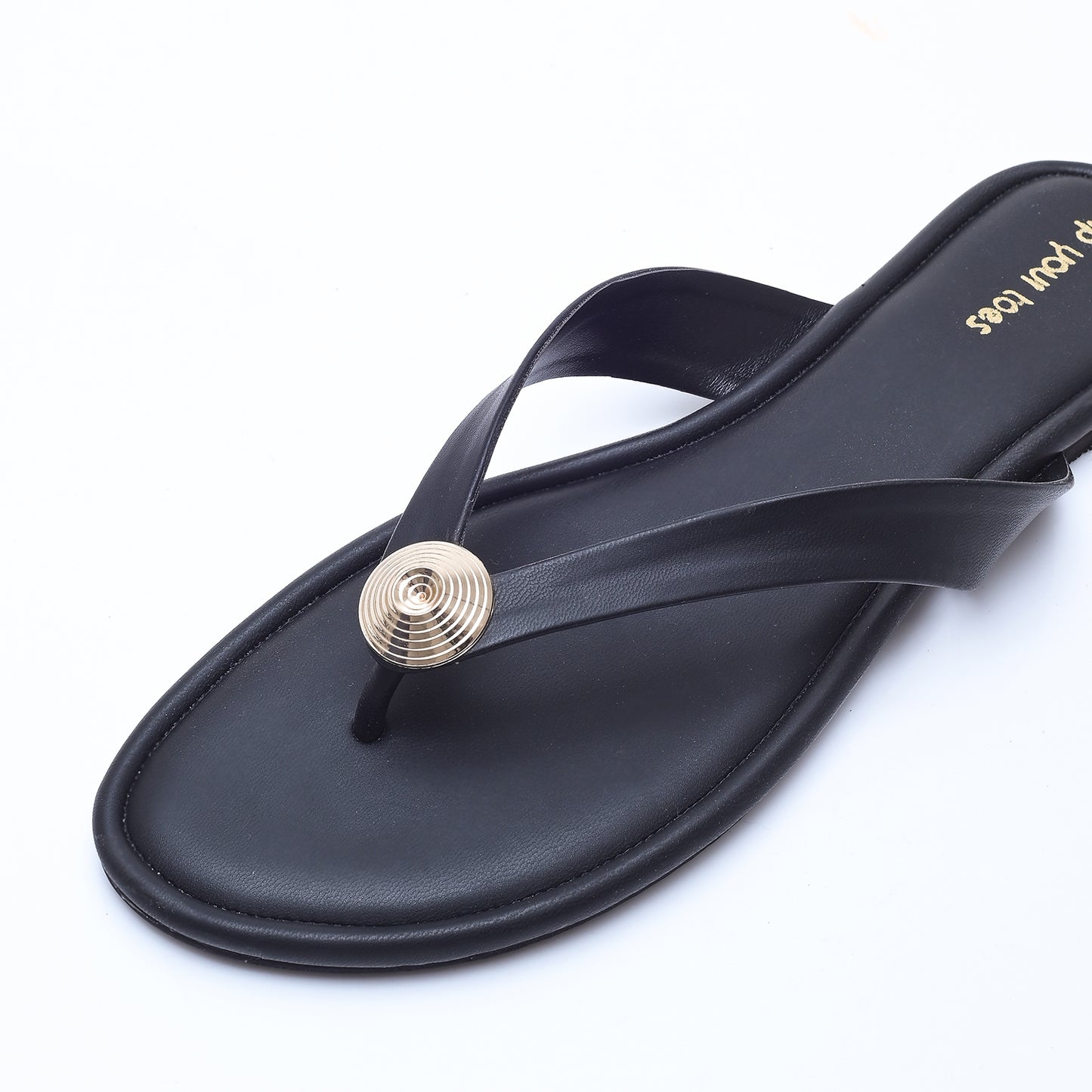 Black Metallic Accent Thong Flats