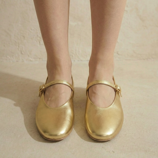 Gold Mary Jane Flats