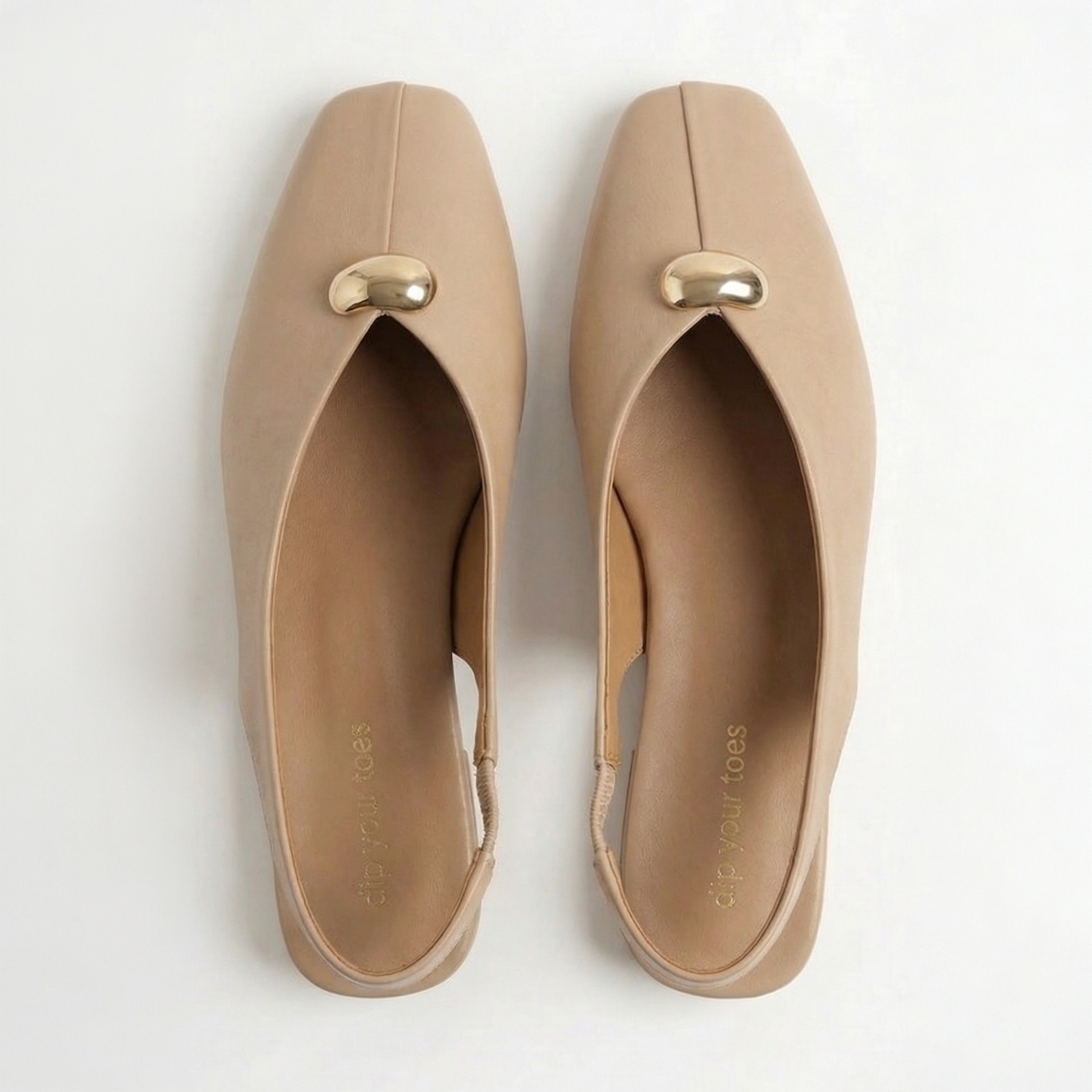 Beige Low Block Slingback