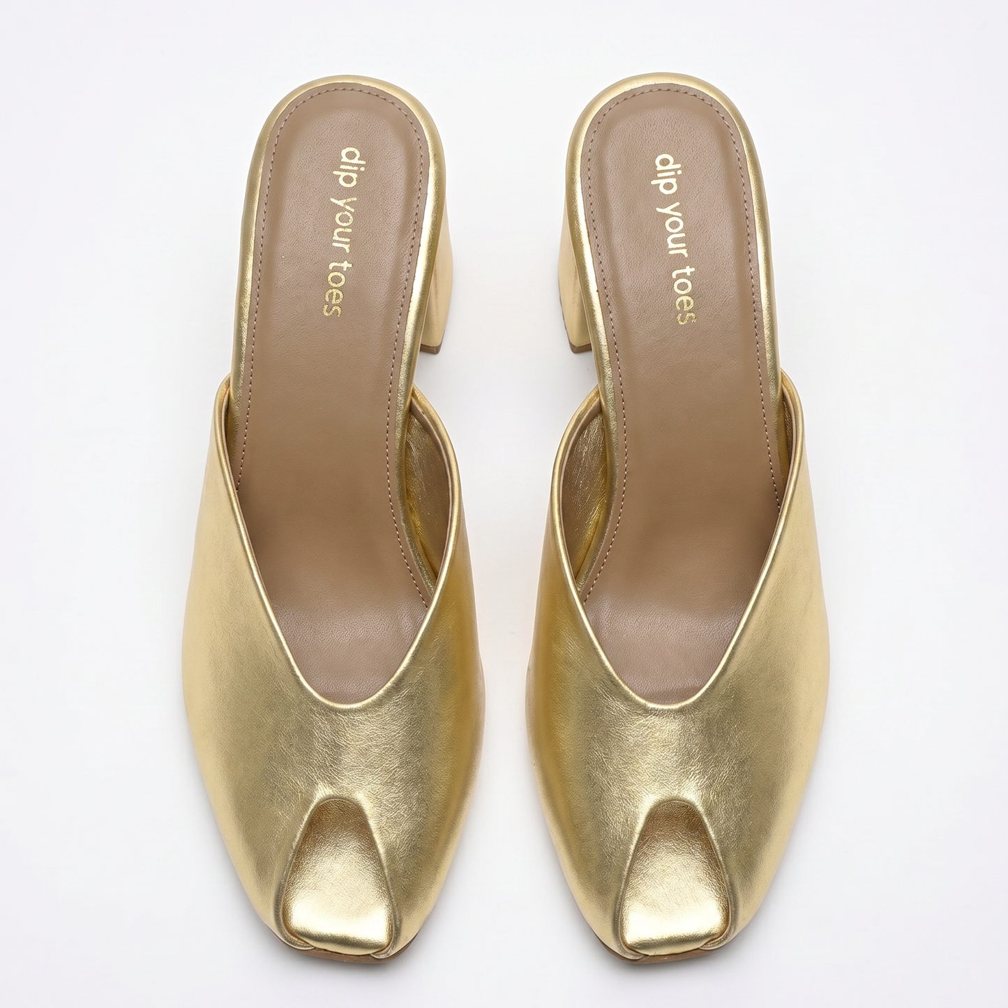 Golden Sculpt Block Heels