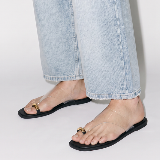 Black Toe Ring Detail flats