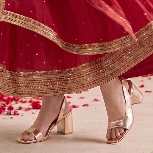 Gold Metallic Finish Statement Heels