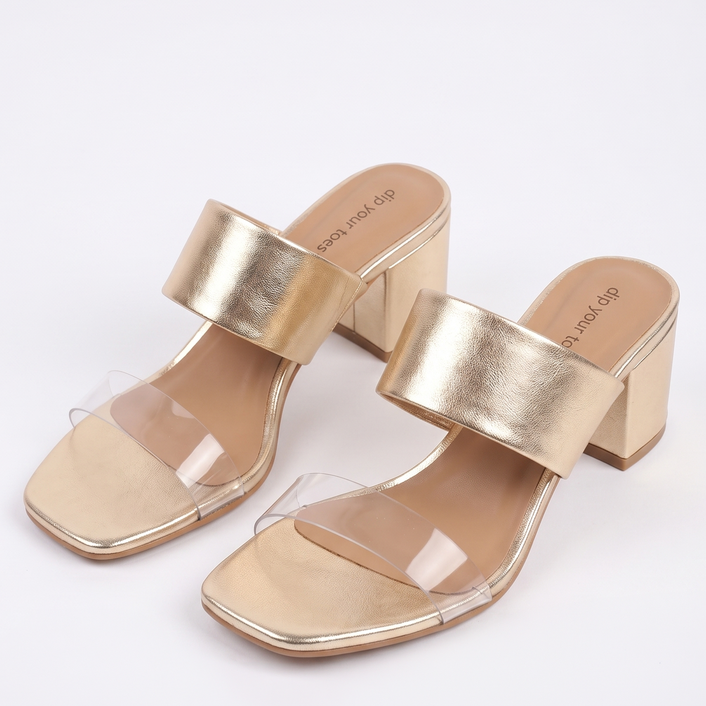 Gold Transparent Strap Heels