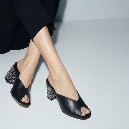 Black Sculpt Block Heels