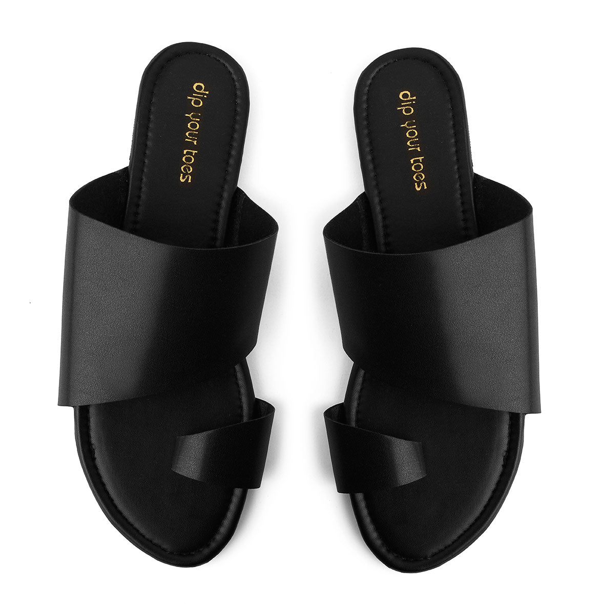 Black toe ring flats
