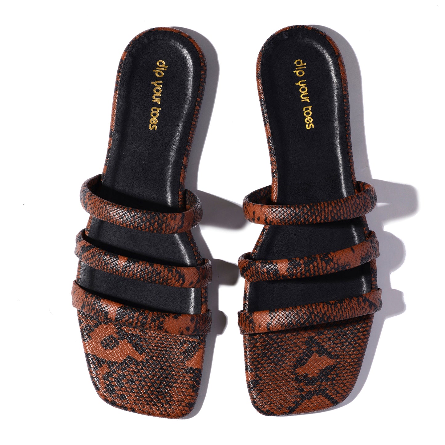 Brown and Black Snake Print Flats