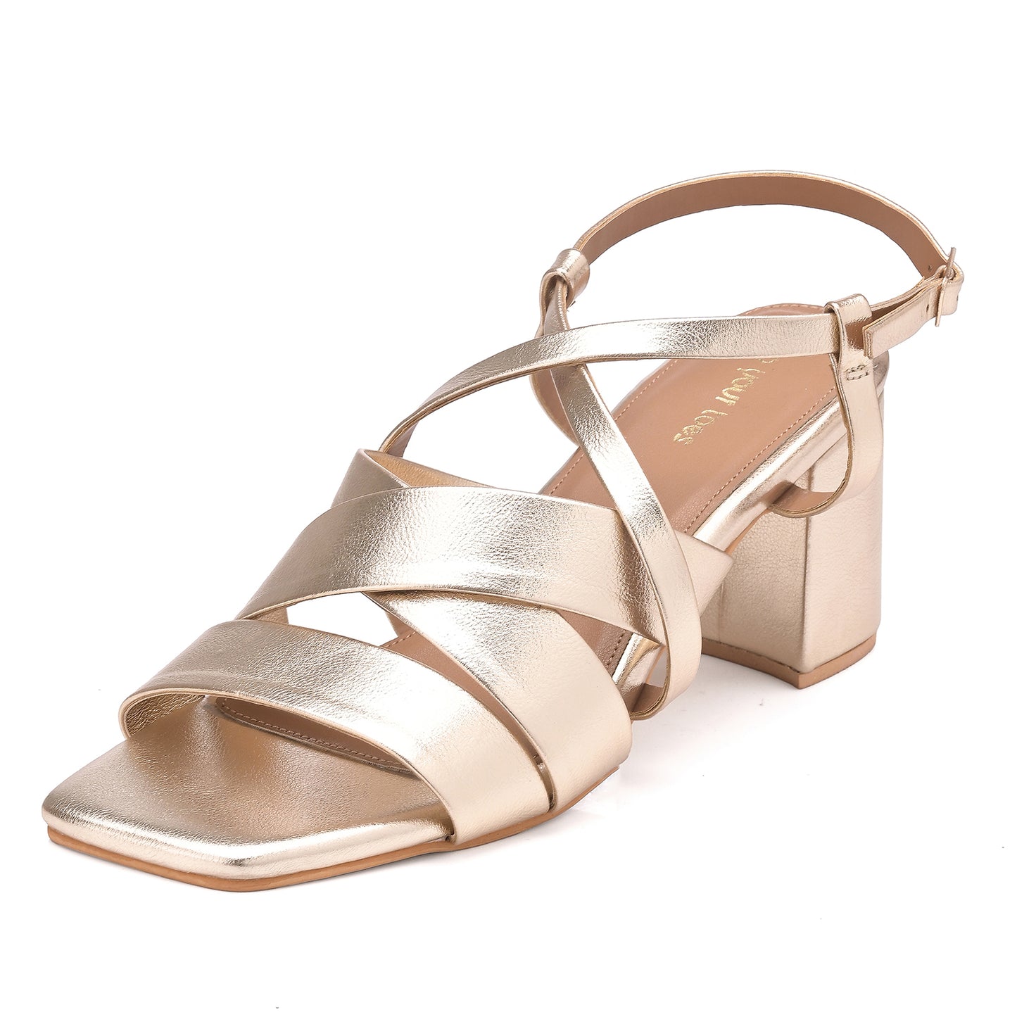 Gold Strap-Up Sandals