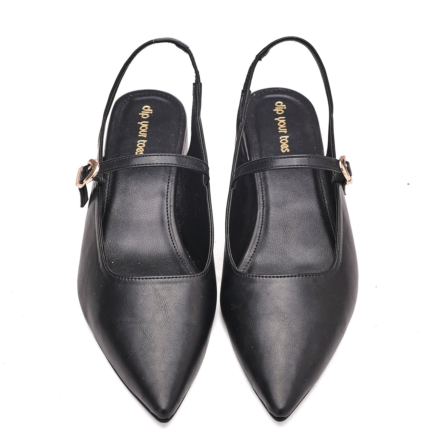 Black Pointed-Toe Slingback Flats