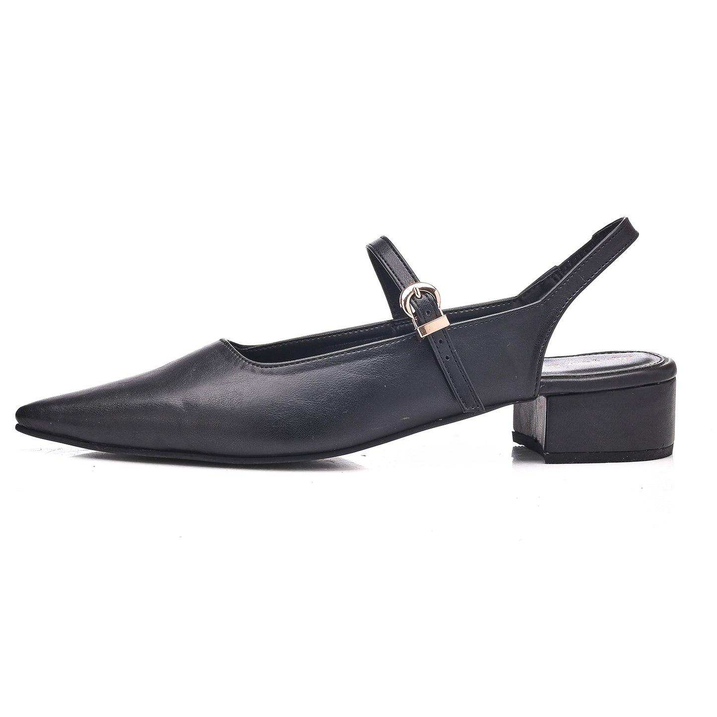 Black Pointed-Toe Slingback Flats