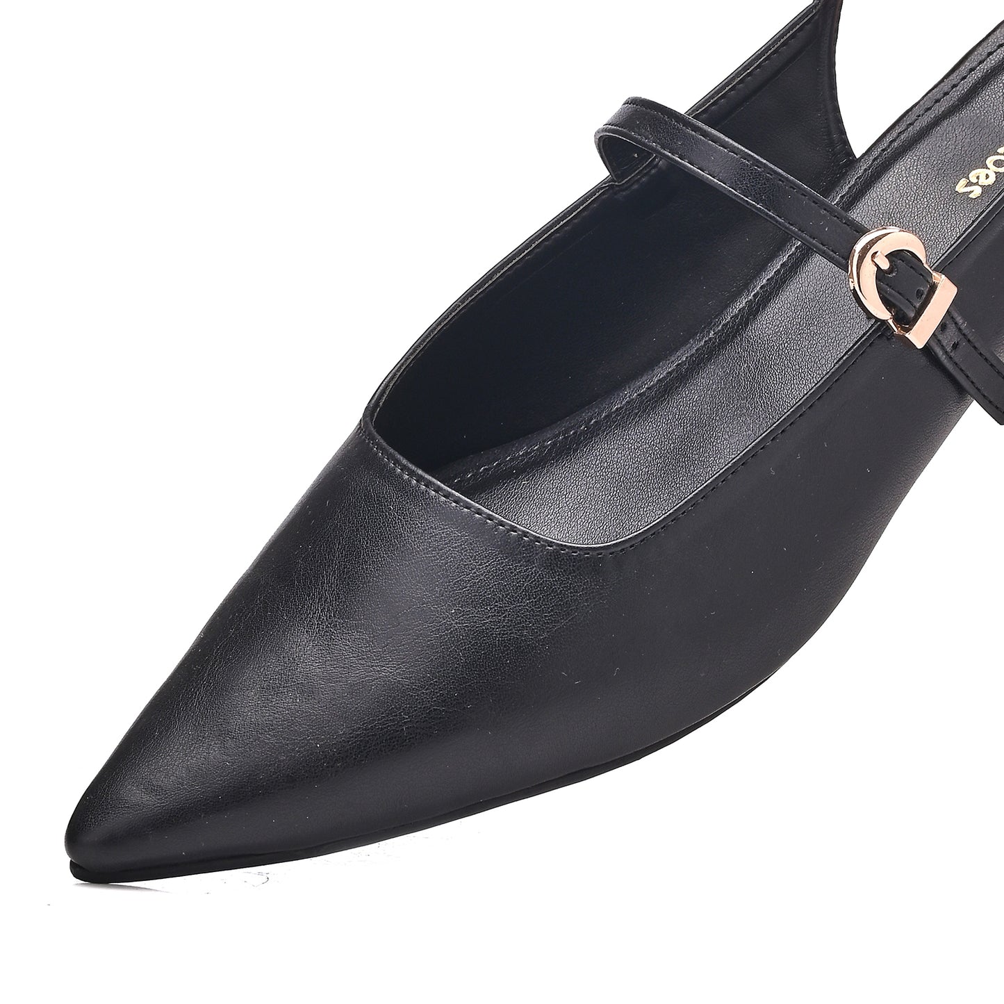 Black Pointed-Toe Slingback Flats