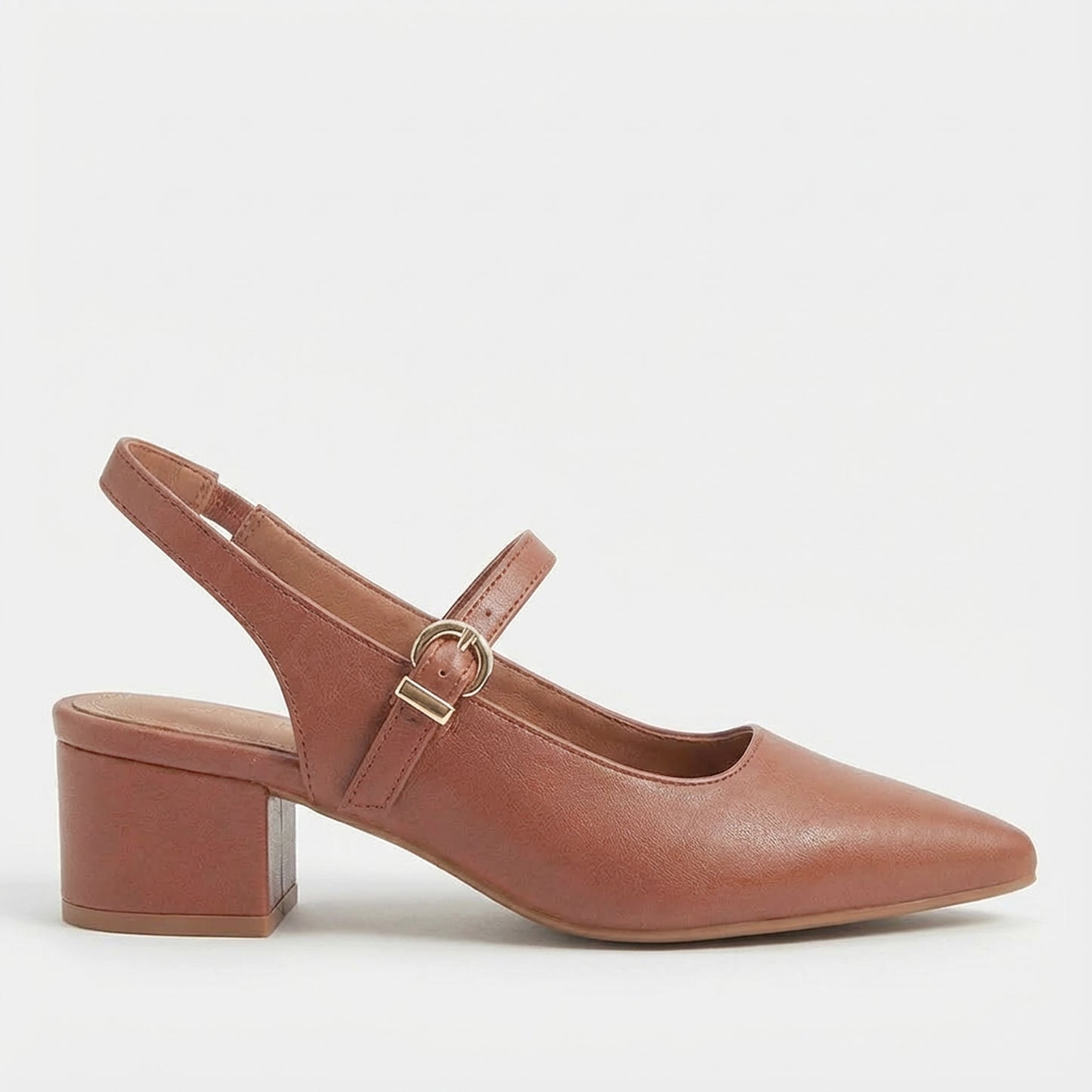 Tan Pointed-Toe Slingback Heels