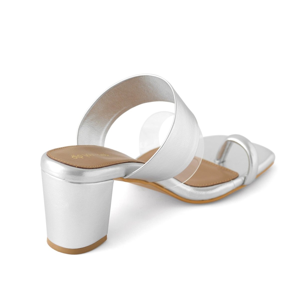 Silver Toe Loop Block Heels