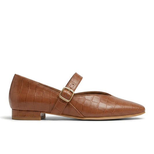 Tan textured Mary Jane Flats