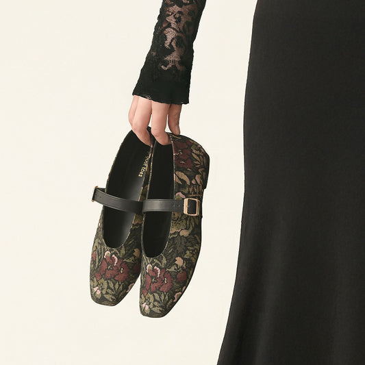 Wildflower Square Toe Mary Jane Flats