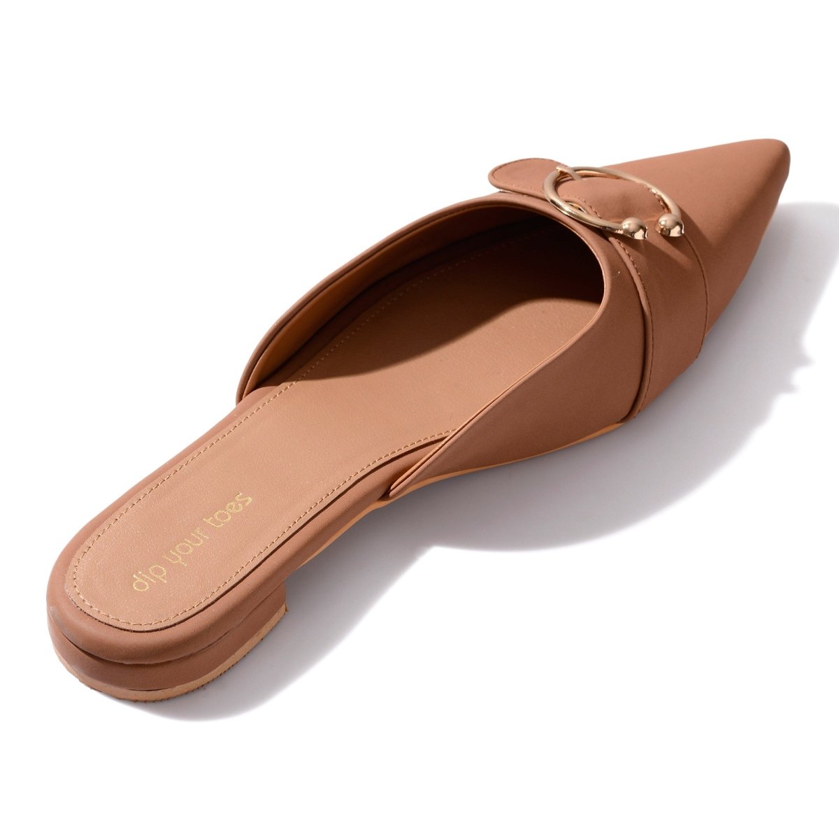 Tan Suede Buckled Mules